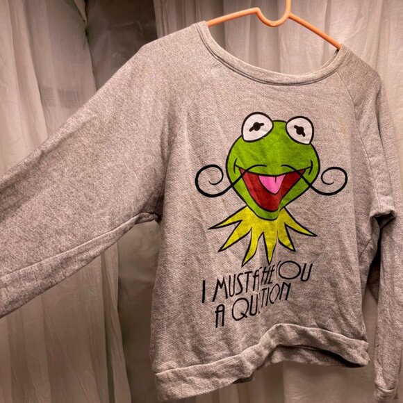 Kermit the frog wide neck size smaill grey sweatshirt - Picture 2 of 5
